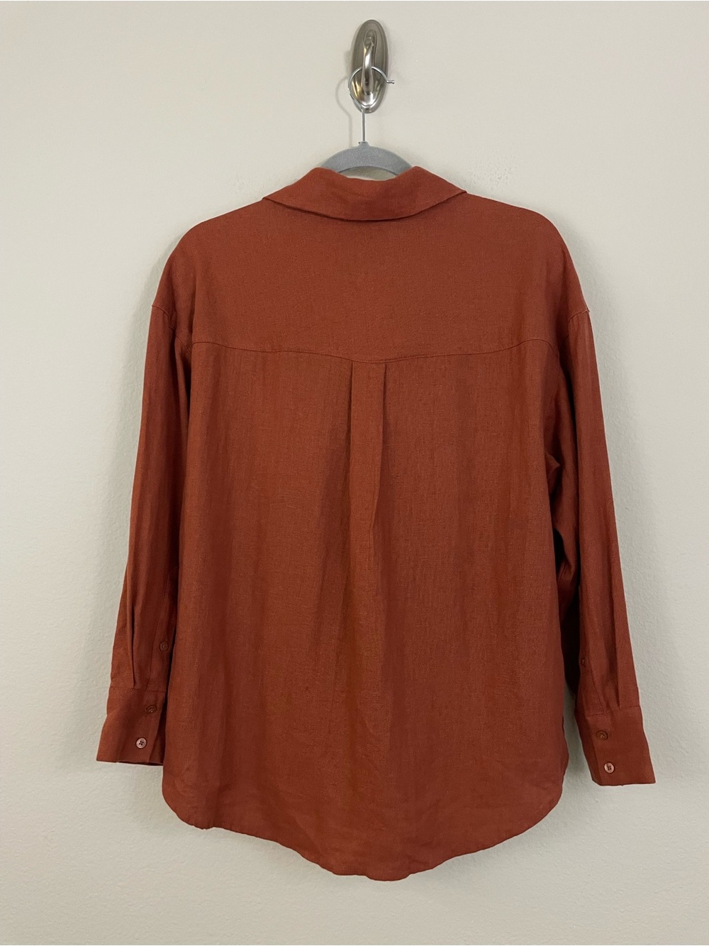 Abercrombie & Fitch Oversized Linen Blend Rust Button-Up Shirt Size XS - Picture 5 of 6